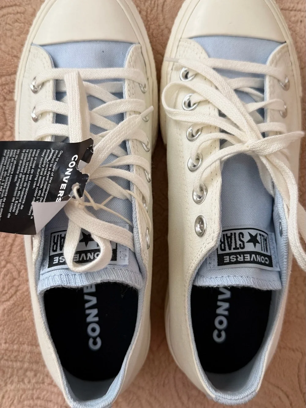 Converse Low Top Sneakers in Light Blue & White